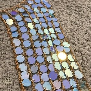 Metal blue sequin body harness